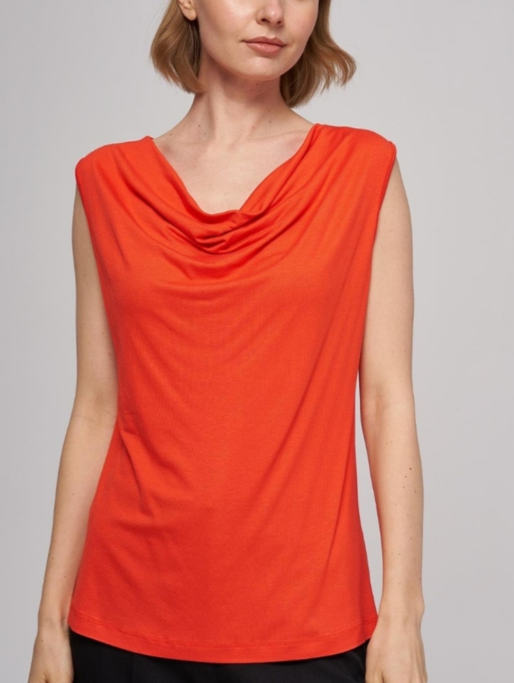 Grace Women's Draped Neckline Sleeveless Orange Top ~ Size Medium